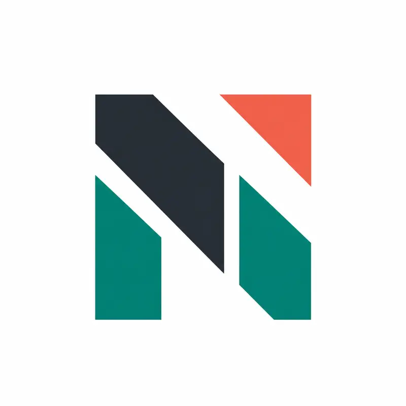 Avatar claro da NaryaTech: o símbolo do N em grafite, verde e coral sobre fundo branco.
